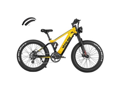 Vitilan T7 Mountain Electric Bike, 26*4.0-inch CST Fat Tires 750W Bafang Motor 48V 20Ah Battery 28mph Max Speed 80miles Max Range Backlit LCD Display Front & Rear Hydraulic Disc Brakes SHIMANO 8-Speed - Yellow