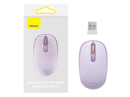 Baseus F01B hárommódusú 2.4G BT 5.0 1600 DPI vezeték nélküli egér (lila)