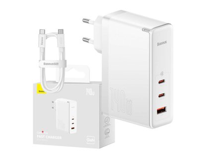 Baseus GaN5 Pro 2xUSB-C + USB fali töltő, 140W (fehér)
