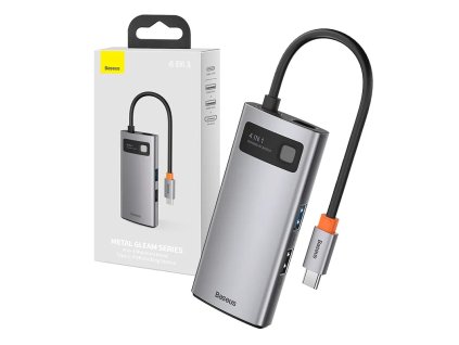Rozbočovač 4v1 Baseus Metal Gleam Series, USB-C na USB 3.0 + USB 2.0 + HDMI + USB-C PD