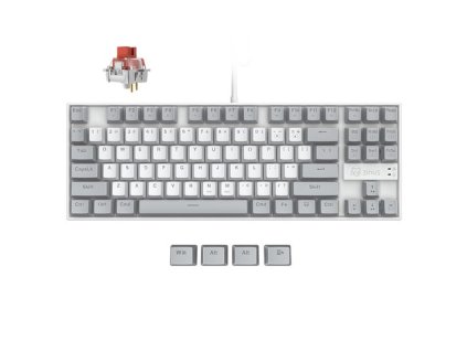 3inuS 87-Key 5-in-1 Mechanical Keyboard Hub Dual USB-C Cable Hot-Swappable - Red Switches
