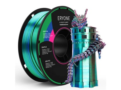 ERYONE Triple-Color Silk PLA Filament for 3D Printers, 1.75mm Accuracy +/- 0.03 mm, 1kg (2.2LBS)/Spool - Red + Blue + Green