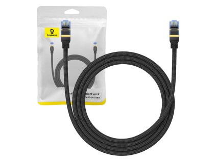 160124 opleteny sietovy kabel cat 7 baseus ethernet rj45 10gbps 1 5 m cierny