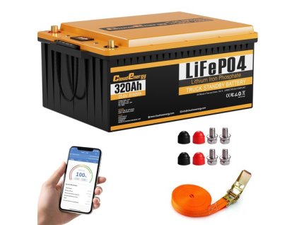 Cloudenergy 25.6V 320Ah LiFePO4 Battery Pack, 8192Wh Energy, 6000+ Cycles, Built-in 200A BMS