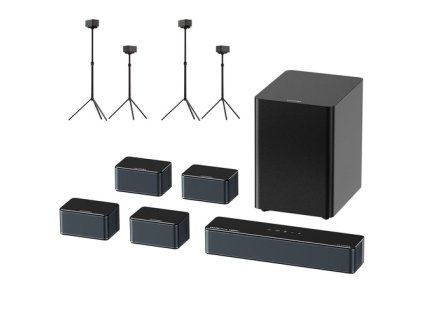 Ultimea Poseidon D80 Boom 7.1 Soundbar + 2 Pairs * Steady 300 Speaker Stands, Dolby Atmos, 500W Peak Power, APP Control, 10 Bands Equalizer Settings, 121 Preset EQ Matrices, Bluetooth 5.3