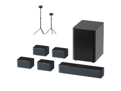 Ultimea Poseidon D80 Boom 7.1 Soundbar + 1 Pairs * Steady 300 Speaker Stands, Dolby Atmos, 500W Peak Power, APP Control, 10 Bands Equalizer Settings, 121 Preset EQ Matrices, Bluetooth 5.3