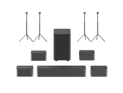 Ultimea Poseidon D80 7.1 Soundbar + 2 Pairs * Steady 300 Speaker Stands, Dolby Atmos, 460W Peak Power, APP Control, 10 Bands Equalizer Settings, 121 Preset EQ Matrices, Bluetooth 5.3