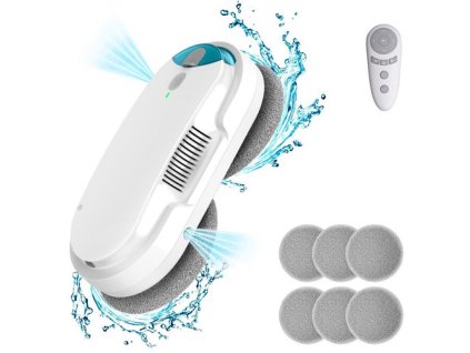 INSE W1 Window Cleaning Robot, 3,200Pa Powerful Suction, Auto Water Spray, Remote Control, Intelligent Path Planning, Multi-Surface Safe Cleaning for Glass/Tiles/Mirrors