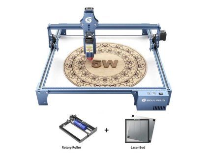 SCULPFUN S9 5.5W Laser Engraver + Laser Bed + Rotary Roller