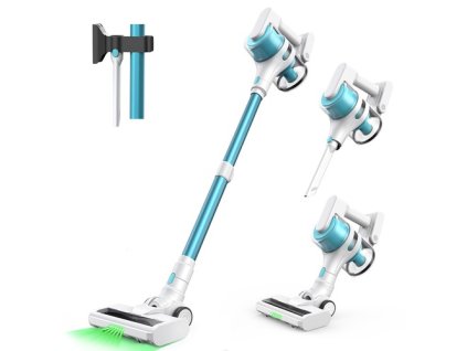 MOOSOO S6 Cordless Stick Vacuum Cleaner, 18kPa Strong Suction, 40min Runtime, 1L Dust Cup, Type-C Charging, 5-Stage HEPA Filtration