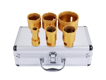 Súprava 6ks diamantových korunkových vrtákov 20-68mm na dlažbu, mramor