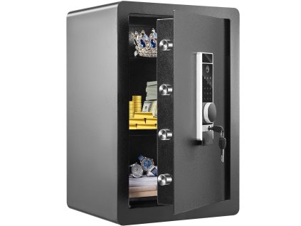 Domáci oceľový trezor 62 L, odtlačok, kód, 2 kľúče, 40×33×60 cm
