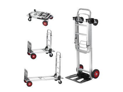 Hliníkový ručný vozík 2 v 1, nosnosť 181.4 kg, skládací, gumené kolesá