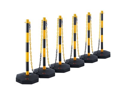 Nastaviteľné dopravné kužele 6 ks, plniteľný základ, retiazka 2.44 m