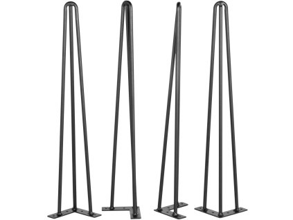 Nohy na stôl hairpin 61 cm čierne 4 ks nosnosť 99.8 kg 3 tyče oceľ
