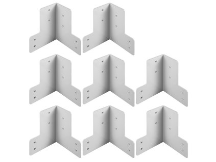 Rohové konzoly 8 ks, pozinkovaná oceľ 4 mm, 90°, 48 lbs, biele