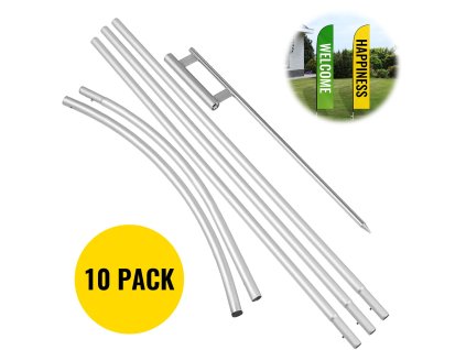 Sada 10 perových vlajok 16 ft s kolíkom do zeme, 6 ks tyčí v sade