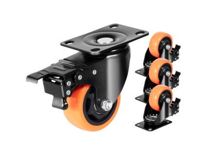 Sada 4 otočných koliesok 7.6 cm na platni, zámok a/b, 113.4 kg/ks