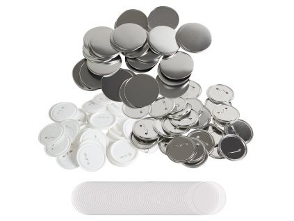 Sada dielov na odznaky 3 inch 75 mm, 200 ks, kov/plast, fólia