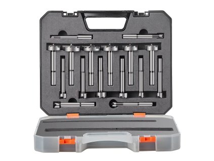 Sada forstnerových vrtákov 16 ks 6.4–41.3 mm uhlíková oceľ do dreva