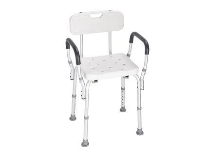 Sprchová stolička s opierkou, protisklzová, nosnosť 158,8 kg