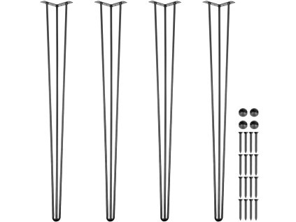 Stolové nohy 101.6 cm čierne, sada 4, nosnosť 99.8 kg, oceľ, 3 tyče