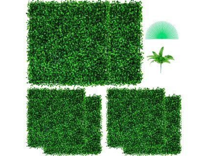 Umelý plotový panel 6 ks 20"×20" 4 cm zelený na stenu, exteriér