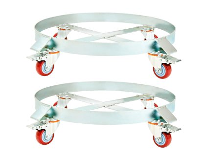 Vozík na sudy 2 ks, 208.2 l, nosnosť 453.6 kg, oceľ, 4 kolieska