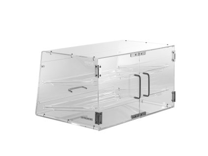 Akrylová 2-poschodová vitrína, zadné dvierka, 52.6×33.5×30.2 cm
