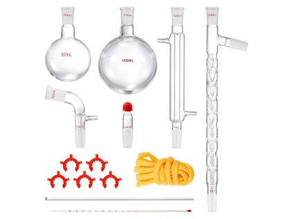 Destilačná súprava skla 3.3 boro, kĺby 24/40, 1000ml, 14 dielov