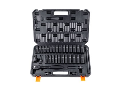 Nástrčná sada 1/2" náhon, 33 dielov, 3/8"-1", 10-24 mm, 6-bodové, cr-v