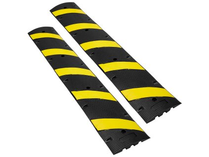 Rýchlostný prah gumový 2 ks 183×30×4.5 cm 2-kanálový s reflexným pásom