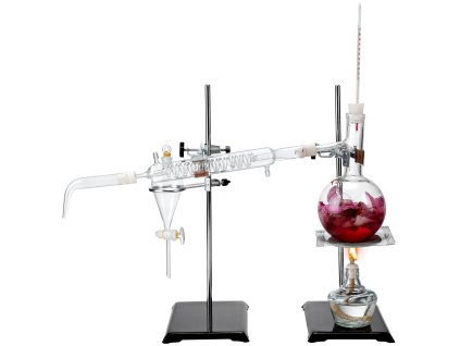 Sada na destiláciu éterických olejov 500ml, 3.3 boro, 24/40, 28 ks