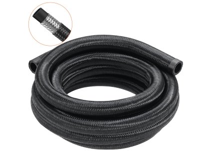 Sada palivových hadíc 10 FT, 0.55" nerez opletená, 7 ks spojok, čierna