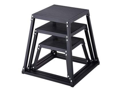 Sada plyometrických boxov 12/18/24 inch, protišmykové, čierna