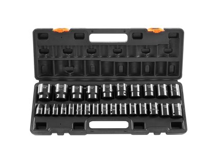 Sada rázových nástrčných hlavíc 1/2 inches, 26 ks, 10–36 mm 6-bodové
