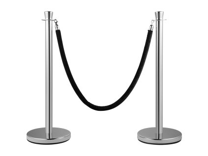 Set stĺpikov 2 ks, 5 ft/1.5 m čierne zamatové lano, betónové podstavce