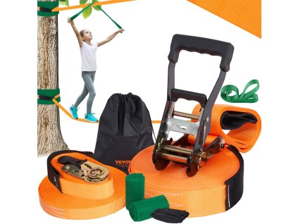 Slackline súprava 18.29 m s lanom, návlekmi na stromy, taškou, návodom