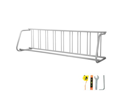 Stojan na 9 bicyklov, oceľový, jednostranný, dĺžka 111" pre exteriér
