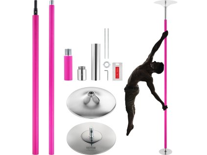 Tanečná tyč otočná/statická 40 mm nerezová, nastaviteľná výška, ružová