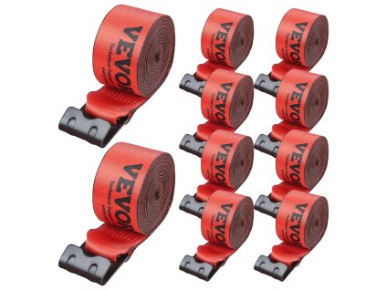 Upínacie popruhy 4"×30' s plochým hákom 6000/18000 lbs 10 ks červené