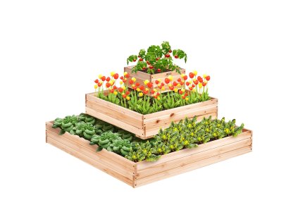 Vyvýšený záhon 3.7×3.7×1.7 ft, drevený, otvorené dno, bylinky/zelenina