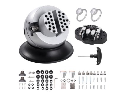 Zverák guľový na rytie 7.6 cm, 360° otočný, 70 ks príslušenstva