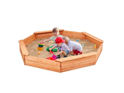 Drevené pieskovisko s krytom 75.6×75.6×9.1 in, osemhranné, 4 sedadlá