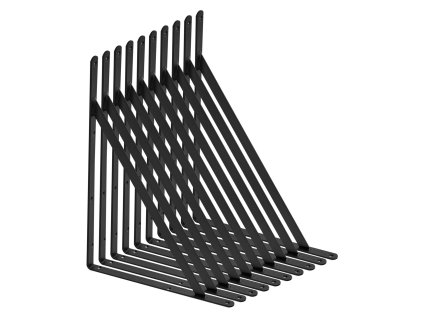 Držiaky na police 12×8 in 10 pcs 3mm matná čierna oceľ 160 lbs