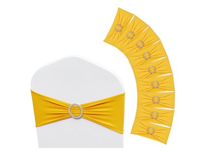 Elastické spandex pásky na stoličky s okrúhlou sponou, 50 ks zlatá