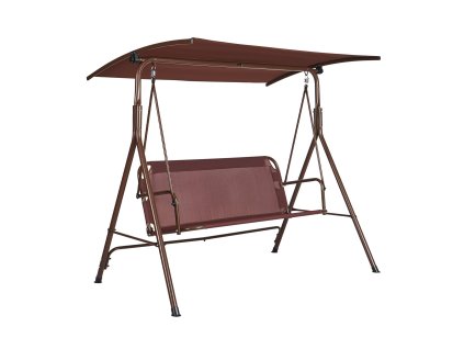 Hojdačka pre 3 osoby, nastaviteľný baldachýn, teslin, oceľový rám