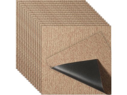 Kobercové štvorce 20"×20" s pripevnenou podložkou, 16 ks, tmavohnedé