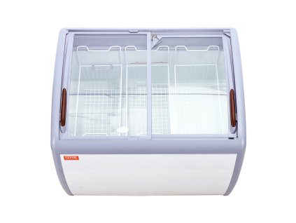 Mraziaci box 264 L sklenený vrch 3 koše 2 posuvné dvere kolieska biely