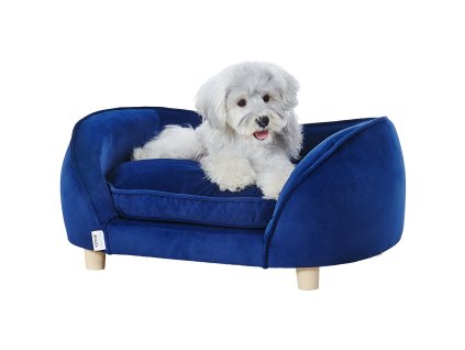 Pohovka pre psa a mačku, stredná zamatová, nosnosť 81 lbs, tmavomodrá